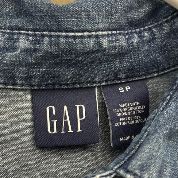 GAP Blue Buttoned Midi Dress with Notched Collar - Picture 2 of 10